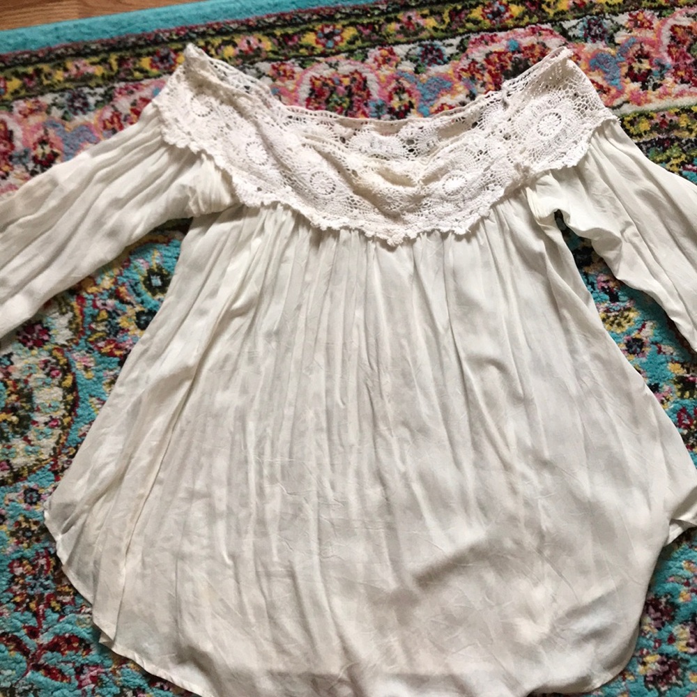 Off white lace off the shoulder top